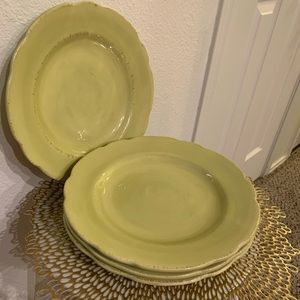 Ballard Designs, set of 8, green colored, dinner and salad glass/ceramic set.